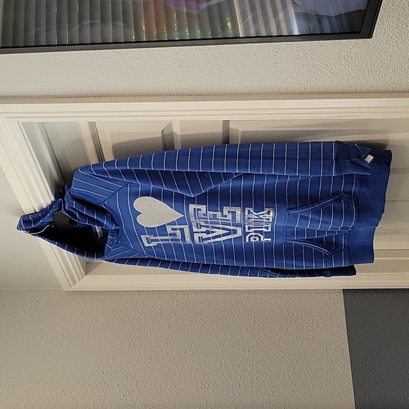 vs PiNK vtg Blue Striped Hoodie - Picture 3 of 9